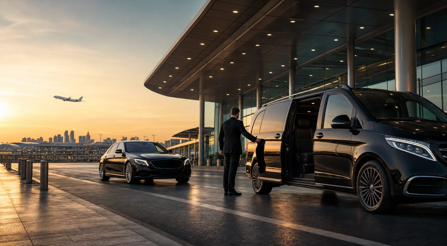 SkyWay havalimanı VIP karşılama ve transfer sahnesi